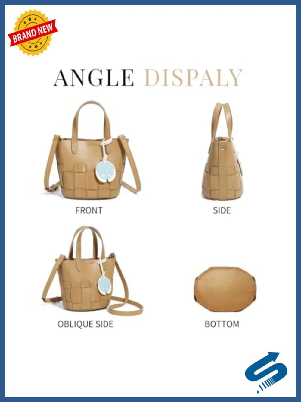 Genuine Leather Bucket Bag for Women, 3-Way Convertible Crossbody with